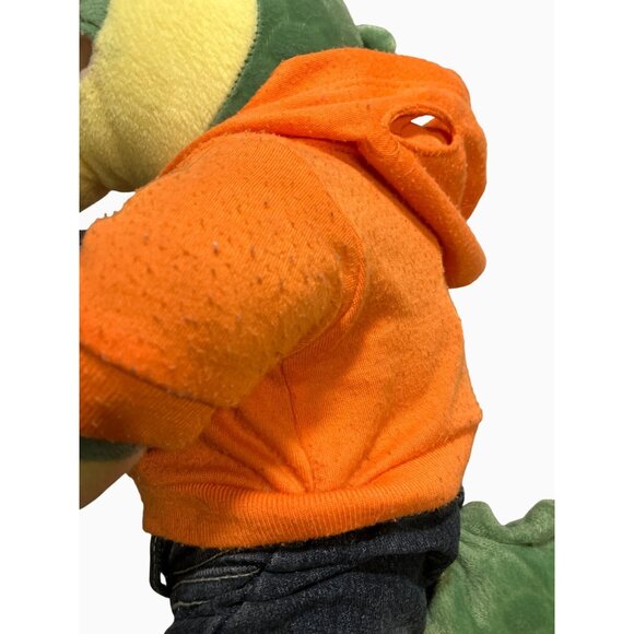 Build-A-Bear Workshop Green Alligator Plush Toy With Orange Hoodie & Denim Jeans - Picture 3 of 10